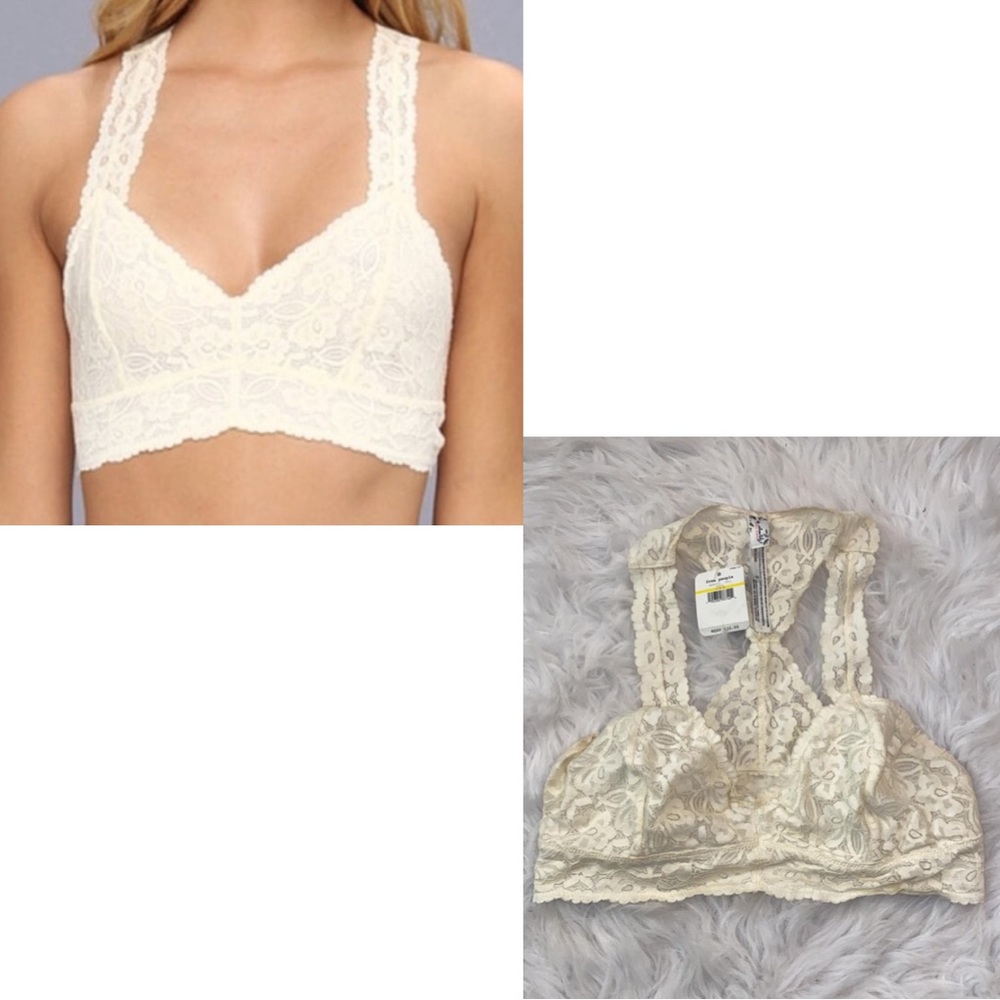 FREE PEOPLE
Intimately Fp Lace Racerback Bralette In Cream - Picture 1 of 9